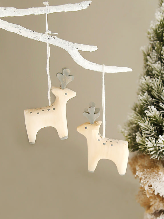 Reindeer With Grey Antlers Hanging Decoration