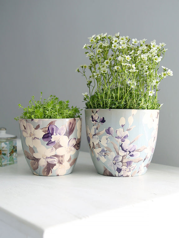 sky blue plant pot Sky Blue Botanical Plant Pot – Clem & Co