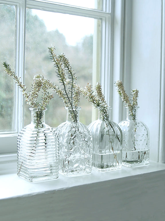 Pressed Glass Square Bottle Vase Set