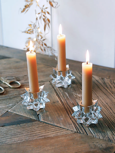 Star Glass Candleholder with Gold Rim