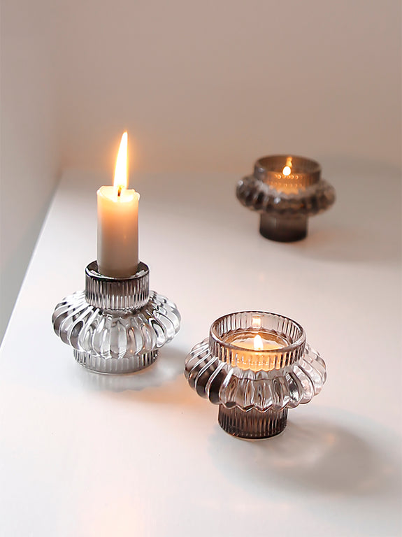 Two Way Glass Candle Holder