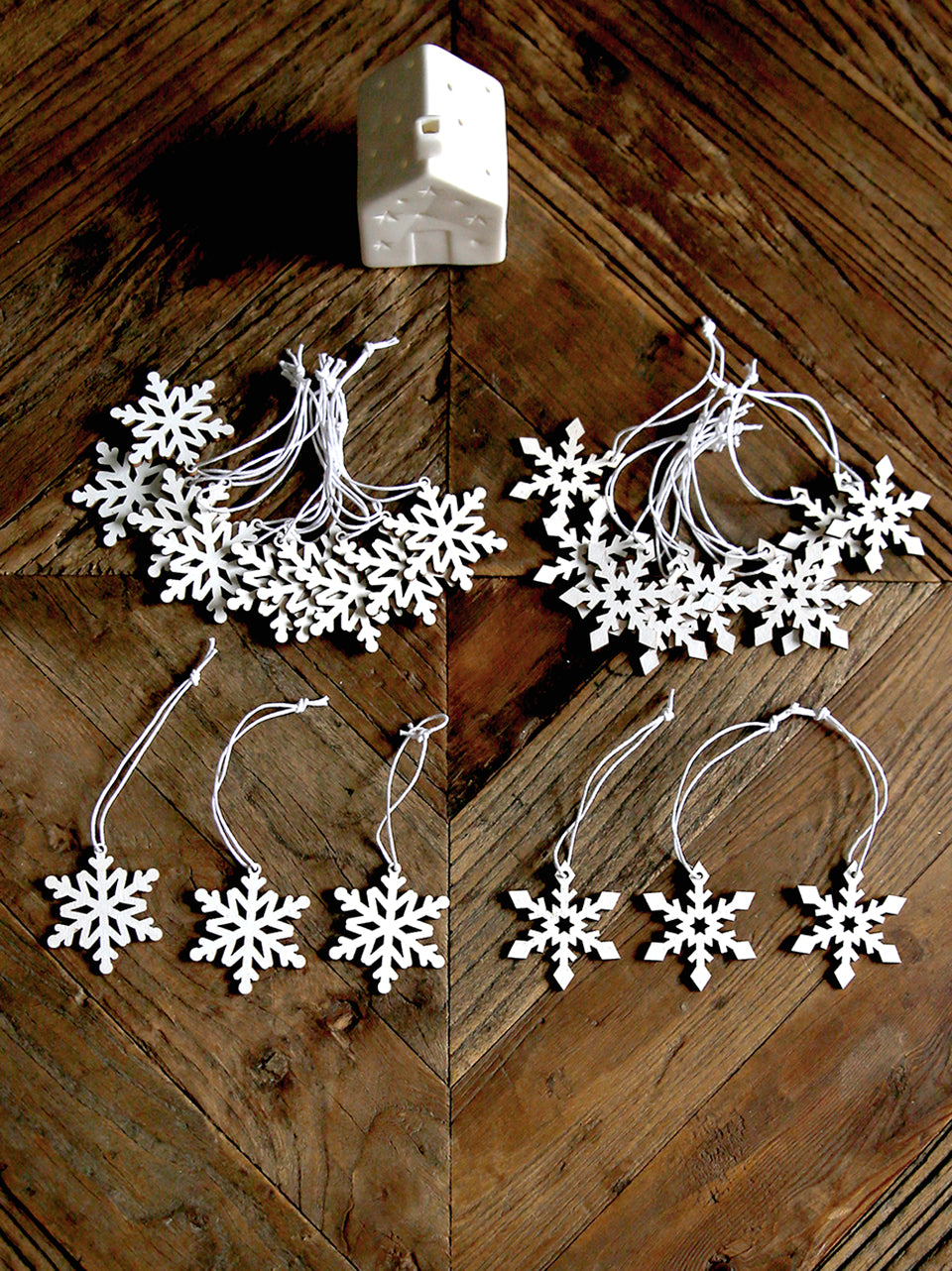 Wood Cut-Out Snowflake Ornament (Set of 24), White main image 1