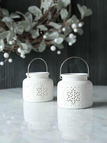 White Ceramic Snowflake Tealight