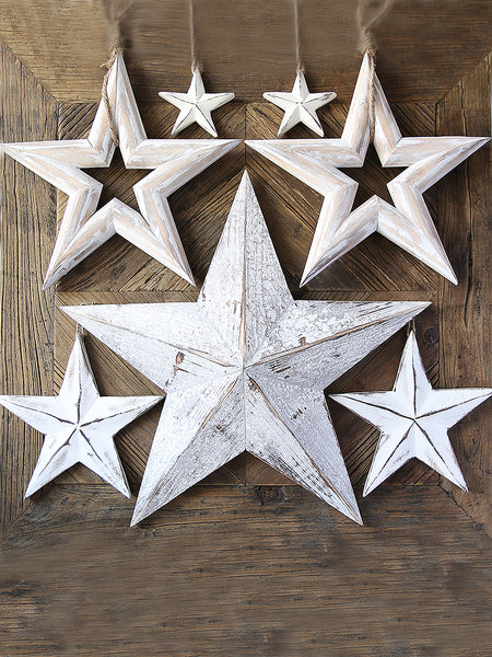 Whitewashed Wooden Hanging Star Collection