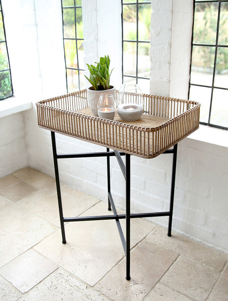 Bamboo and Metal Side Table