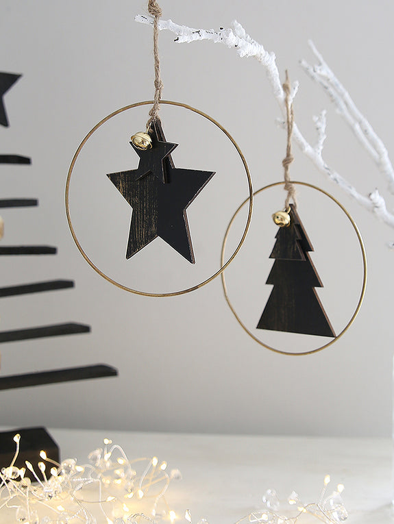 Black Star And Tree Hoop Decoration