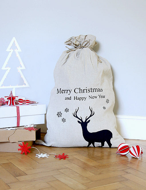 Large Christmas Reindeer Gift Sack
