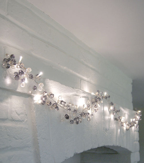Graphite And Amber Crystal Light Garland