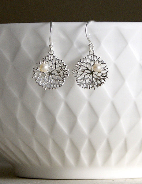 Silver Coral Earrings