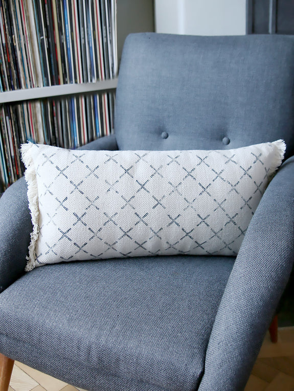 Grey Cross Print Cushion