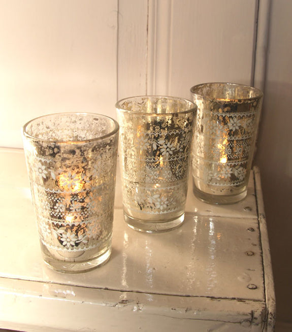 Etched Glass Tealight Holder