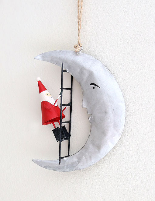 Father Christmas On The Moon Decoration
