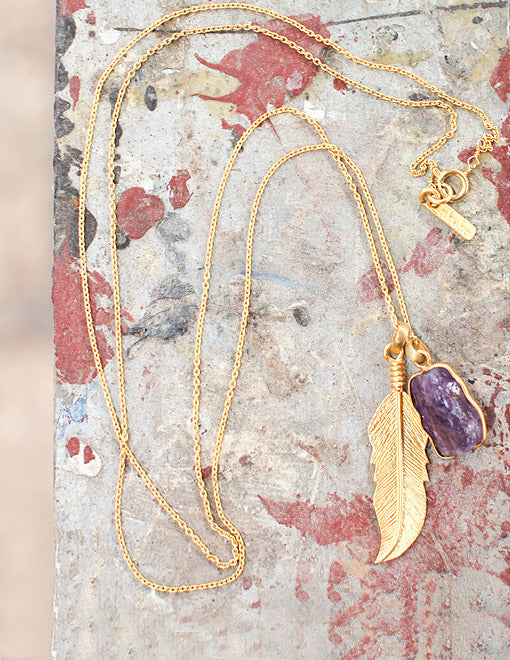 Gold Feather Necklaces