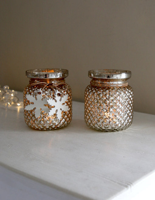 Glass Votive with Snowflakes