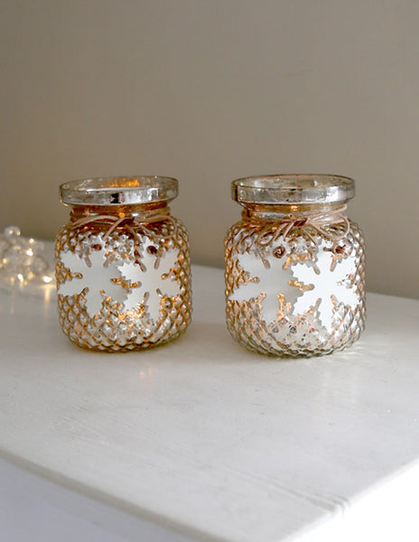 Glass Votive with Snowflakes