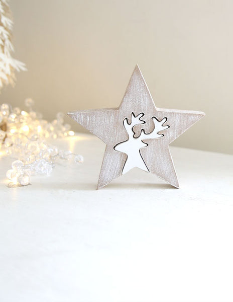 Wooden Reindeer Christmas Star