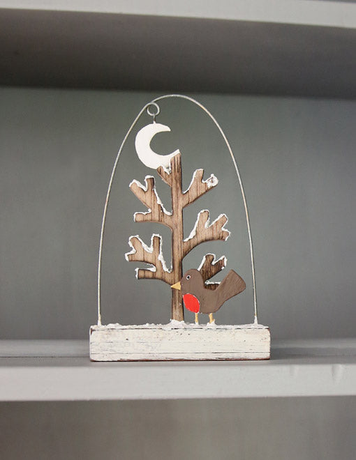 Robin and Snowy Tree Decoration