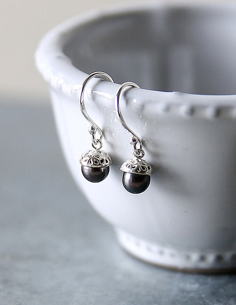 Sterling silver sale acorn earrings