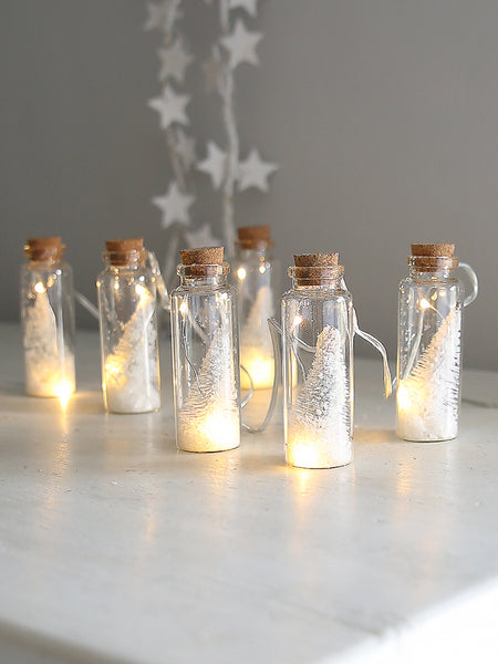 White Christmas Tree Mini Bottle Light Garland