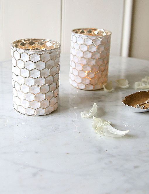 White Honeycomb Candleholder